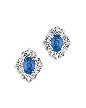 Bloomingdale's Sapphire & Diamond Art Deco Stud Earrings In 14k White Gold - 100% Exclusive