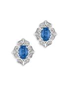Bloomingdale's Sapphire & Diamond Art Deco Stud Earrings In 14k White Gold - 100% Exclusive