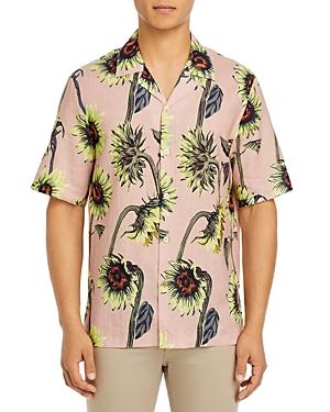Paul Smith Linen Floral Print Slim Fit Camp Shirt