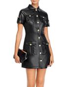 Aqua Button-front Faux-leather Mini Dress - 100% Exclusive
