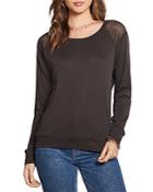 Chaser Cotton Sheer Mesh Long Sleeve Top