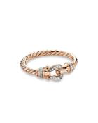 David Yurman Petite Buckle Ring In 18k Rose Gold With Diamonds
