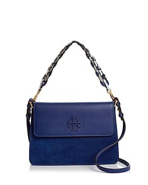 Tory Burch Mcgraw Suede & Leather Mixed Strap Shoulder Bag
