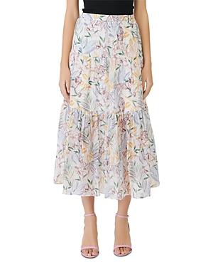 Maje Josya Floral Print Midi Skirt