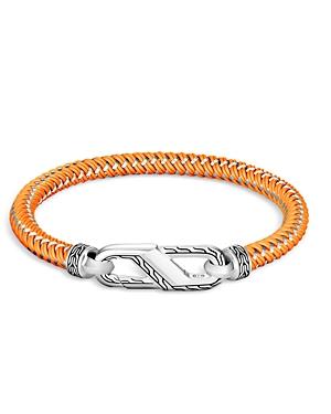 John Hardy Men's Sterling Silver Classic Woven Orange Rubber Carabiner Clasp Bracelet