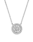 Diamond Round And Baguette Cluster Pendant Necklace In 14k White Gold, .30 Ct. T.w. - 100% Exclusive