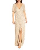 Aidan Mattox Scallop Metallic Beaded Gown