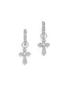 Kc Designs 14k White Gold Diamond Cross Charm Hoop Earrings