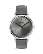 Hugo #exist Gray Leather Watch, 40mm