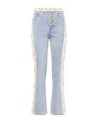 Tory Burch Embellished Flare Jeans In Super Bleach