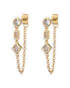 Luv Aj Crystal Chain Front To Back Earrings In Gold Tone