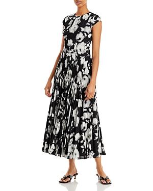 Jason Wu Pleated Print Cap Sleeve Midi Dress