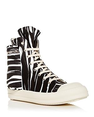 Drkshdw Rick Owens Men's Cargo Zebra Stripe High Top Sneakers