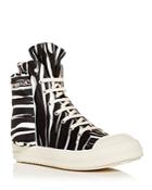 Drkshdw Rick Owens Men's Cargo Zebra Stripe High Top Sneakers