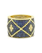Freida Rothman Pave Cigar Band In Rhodium & 14k Gold-plated Sterling Silver