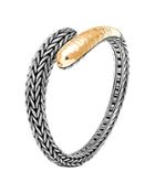 John Hardy 18k Yellow Gold And Sterling Silver Classic Chain Hammered Small Kick Cuff