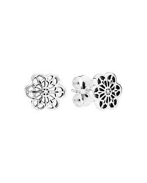 Pandora Earrings - Sterling Silver Floral Daisy Lace Studs