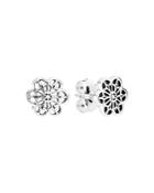 Pandora Earrings - Sterling Silver Floral Daisy Lace Studs