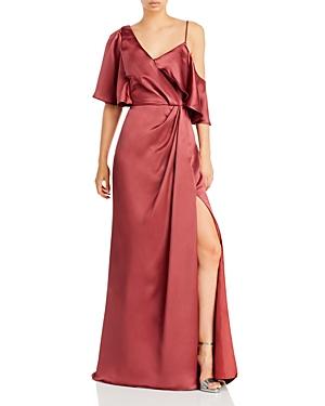 Amsale Asymmetric Flutter Sleeve Gown