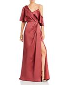 Amsale Asymmetric Flutter Sleeve Gown
