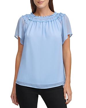 Dkny Smocked Trim Top