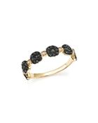 Black And White Diamond Micro Pave Stacking Band In 14k Yellow Gold - 100% Exclusive