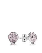 Pandora Stud Earrings - Sterling Silver & Enamel Rose Garden