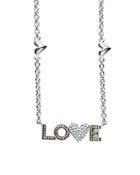 Lagos 18k Gold & Sterling Silver Beloved Diamond Love Pendant Necklace, 16