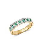 Bloomingdale's Emerald & Diamond Single Band Ring In 14k Yellow Gold - 100% Exclusive