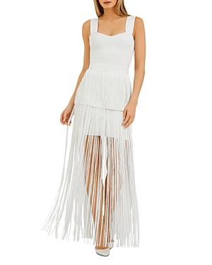 Herve Leger Ottoman Fringe Skirt Gown
