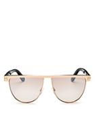 Tom Ford Stephanie Mirrored Flat Top Round Sunglasses, 60mm