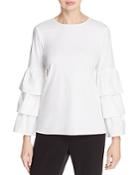 Lafayette 148 New York Revina Tiered Ruffle Bell Sleeve Blouse