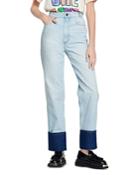 Sandro Lord Two Tone Straight Leg Jeans In Light Blue