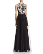Avery G Embroidered Bodice Gown