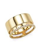 Diamond Double Band Ring In 14k Yellow Gold, .20 Ct. T.w.