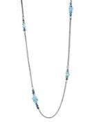 John Hardy Sterling Silver Classic Chain Station Necklace With Aquamarine & Kyanite, 36