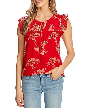 Cece Lava Flower Print Flutter Sleeve Top