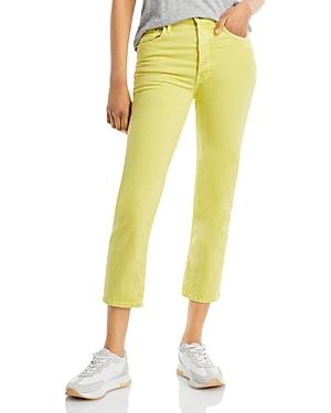 Mother The Tomcat Cropped Straight Jeans In Citron