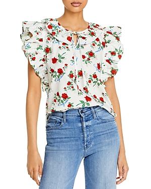 See By Chloe Ruffled Floral Print Top