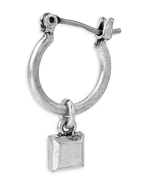 Allsaints Sterling Silver Square Drop Single Hoop Earring
