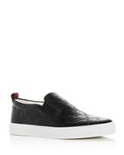 Gucci Men's Logo Embossed Leather Slip-on Sneakers