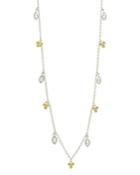 Freida Rothman Fleur Bloom Petal Dangle Necklace In 14k Gold-plated & Rhodium-plated Sterling Silver, 40
