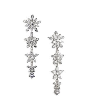 Nadri Freya Cubic Zirconia Flower Linear Drop Earrings In Rhodium Plated