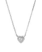 Diamond Round And Baguette Heart Pendant Necklace In 14k White Gold, .10 Ct. T.w. - 100% Exclusive