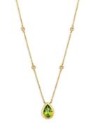 Bloomingdale's Peridot And Diamond Pear-shaped Pendant Necklace In 14k Yellow Gold, 16 - 100% Exclusive