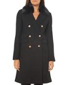 Vince Camuto Faux Fur-trim Double-breasted Coat
