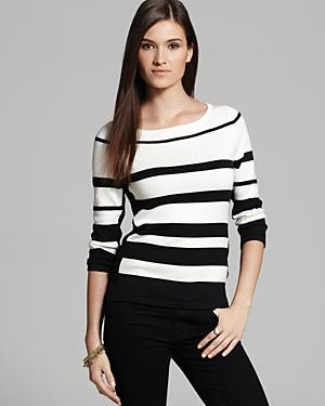 Joan Vass Black And White Stripe Sweater