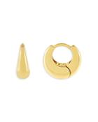 Adinas Jewels Wide Huggie Hoop Earrings In Gold Tone Sterling Silver