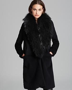 Diane Von Furstenberg Coat - Selena Fur Trim | LookMazing
