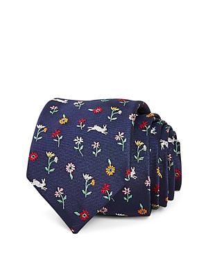 Paul Smith Floral Rabbit Print Silk Skinny Tie